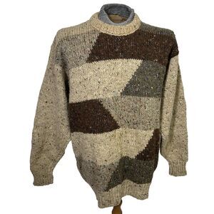 Vintage Heritage Intarsia Ireland Mens Sz 44 Colorblock Pure New Wool Sweater